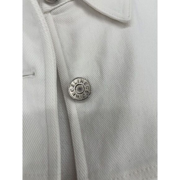 Celine White Denim Cropped Jean Jacket Short Sleeve Silver Buttons Size 40FR - Picture 7 of 9